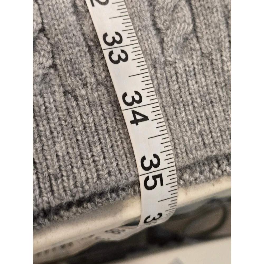 UGG Australia Heather Gray Cable Knit Scarf Soft Winter Wrap Logo Patch